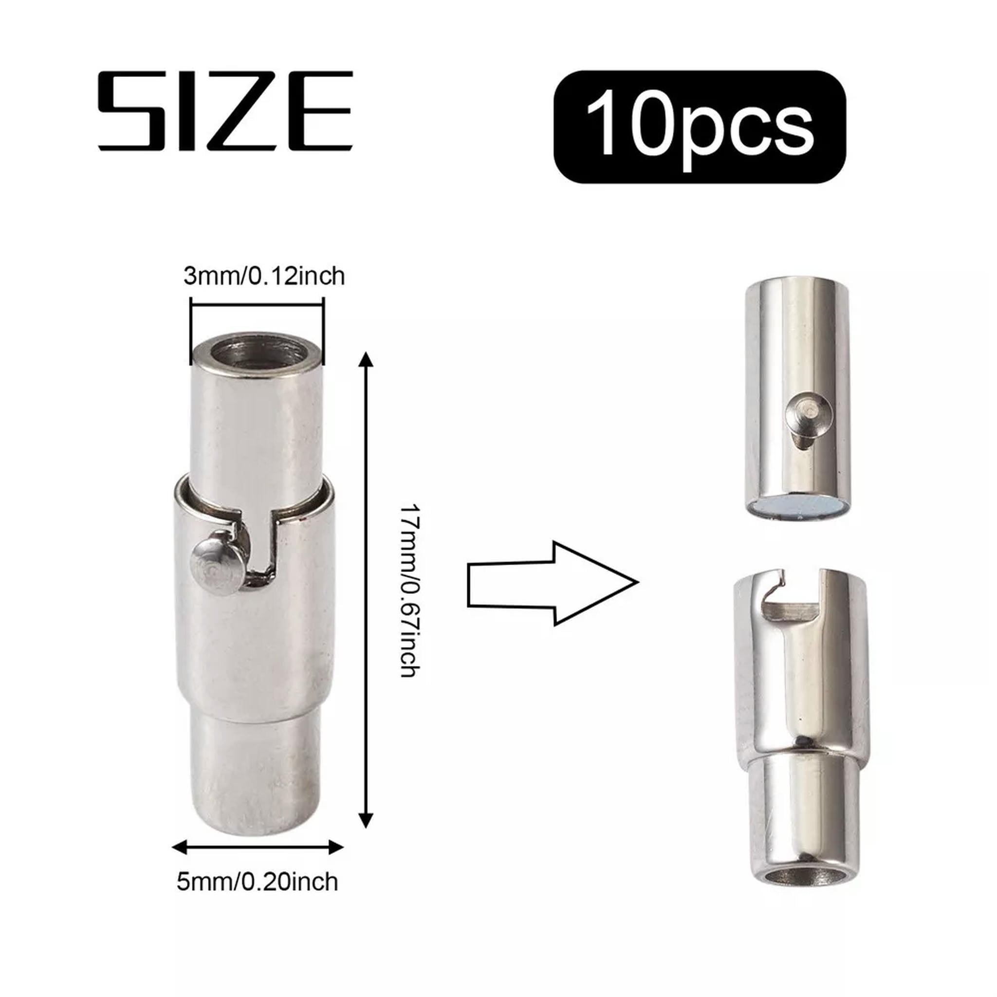 U8MO 10 Set 304 Stainless Steel Magnetic Screw Clasps Column Magnetic Closure 17x5mm
