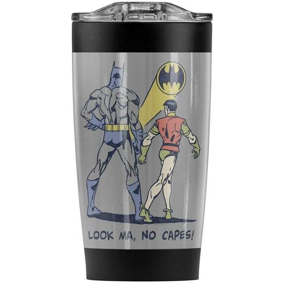 Batman & Robin No Capes Stainless Steel Tumbler 20 oz Coffee Travel Mug/Cup, Vacuum Insulated & Double Wall with Leakproof Sliding Lid | Great for Hot Drinks and Cold Beverages