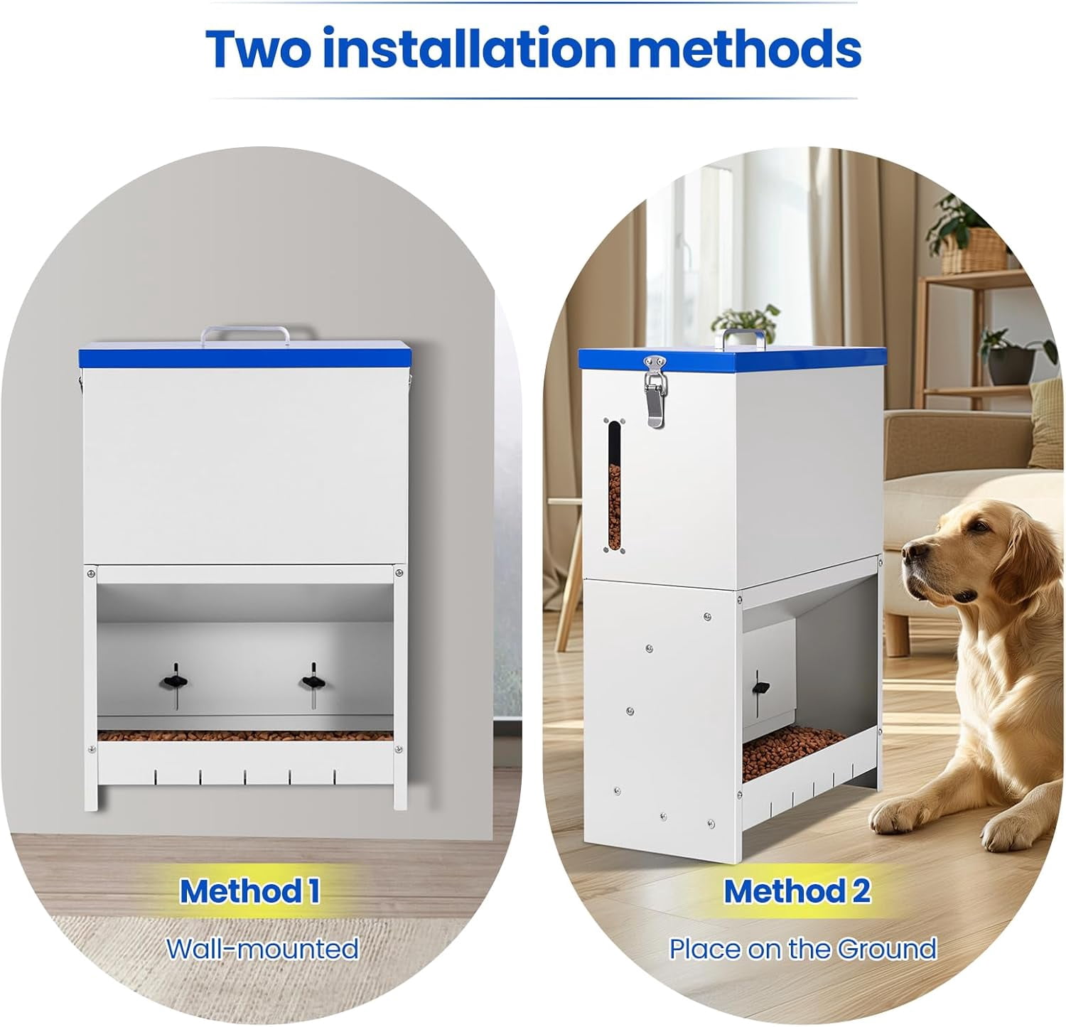 22lbs Gravity Dog Feeder - Automatic Dog Feeder Large Breed Outdoor Pet Feeding Station Auto Dry Food Dispenser for Pet Cat Dogs