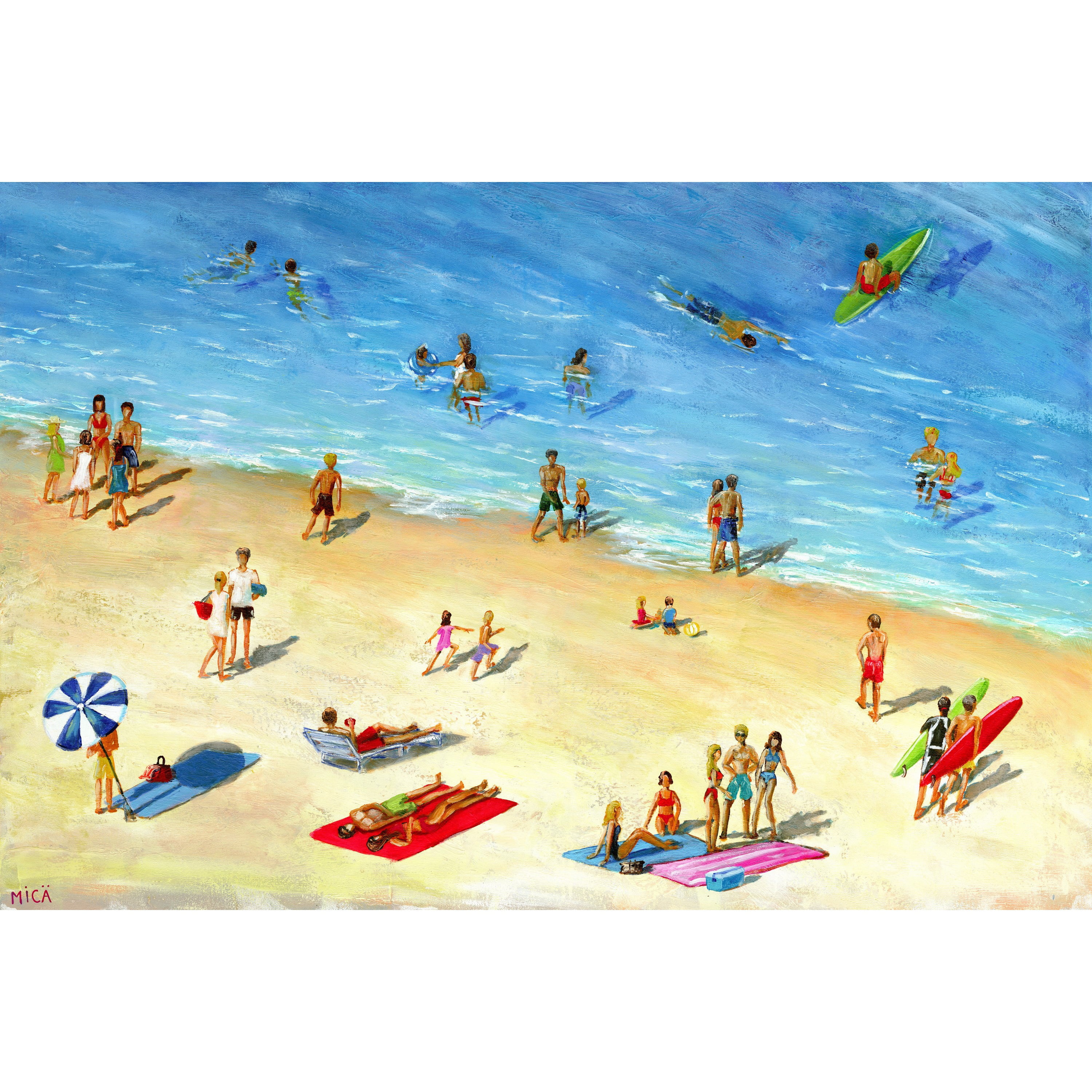 "Fun at the Beach" Painting Print on Wrapped Canvas