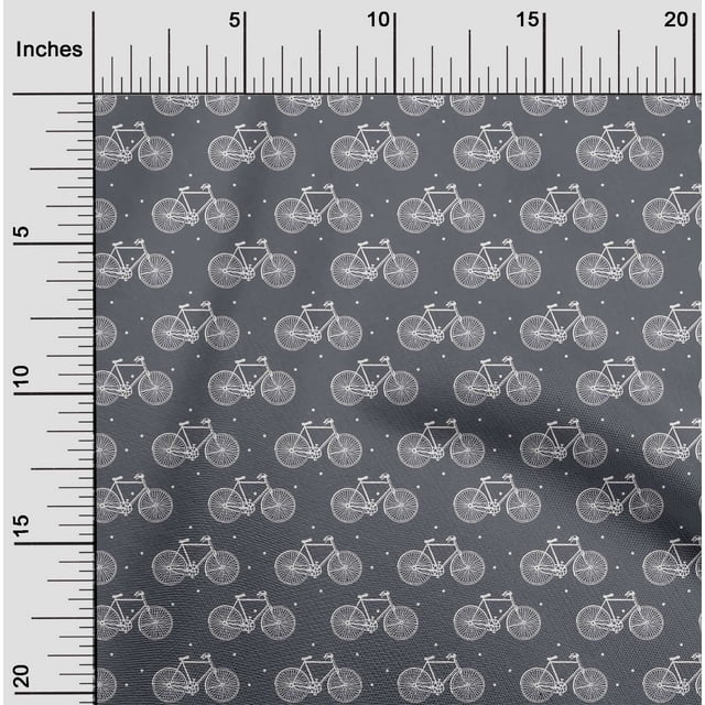 oneOone Silk Tabby Fabric Dot & Bicycle Block Print Fabric By The Yard 42 Inch Wide