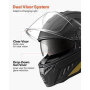 KFFKFF Full Face Motorcycle Helmet, Dual-Visor Street Bike Helmet, Lightweight and Comfortable Motocross Helmet for Adults - DOT & ECE Certified (M Size)