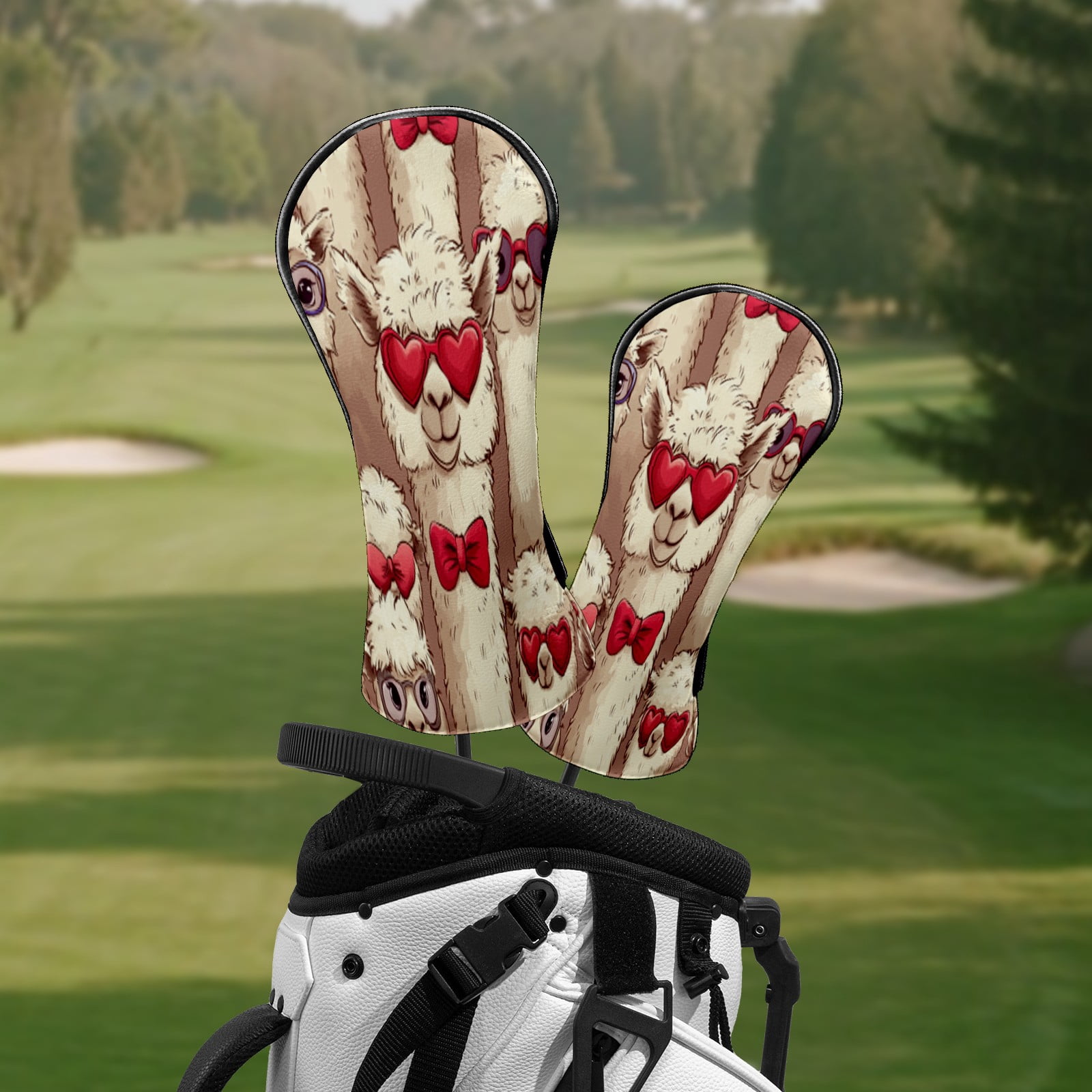 Golf Club Head Covers Funny Alpaca Waterproof Leather Golf Head Covers for Men Women Driver Head Cover Fairway Headcover for Golf Lovers