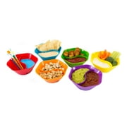 Jarratt Industries Double Dipper Snack and Serving Bowls, Divided Bowls for Chips, Dips, Snacks, Multicolored, 6 Piece Set