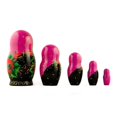 thumbnail image 2 of Set of 5 Pink Scarf with Poppy Flowers  Nesting Dolls 7 Inches, 2 of 3