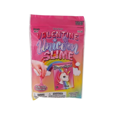 Way to Celebrate Valentine's Day Unicorn Slime Bags, 8 Count