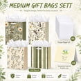 thumbnail image 3 of Vintage Floral Gift Bags with Handles Set of 4, Medium Rustic Green Paper Gift Bags with Tissue Paper, Greeting Cards & Ribbon, Cute Botanical Gift Wrap Bags for Women Birthday Wedding Baby Shower, 3 of 4