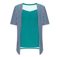 thumbnail image 6 of LADIGASU Women's Printed Fake Two Piece Short Sleeve Round-Neck Blouses Top, 6 of 7