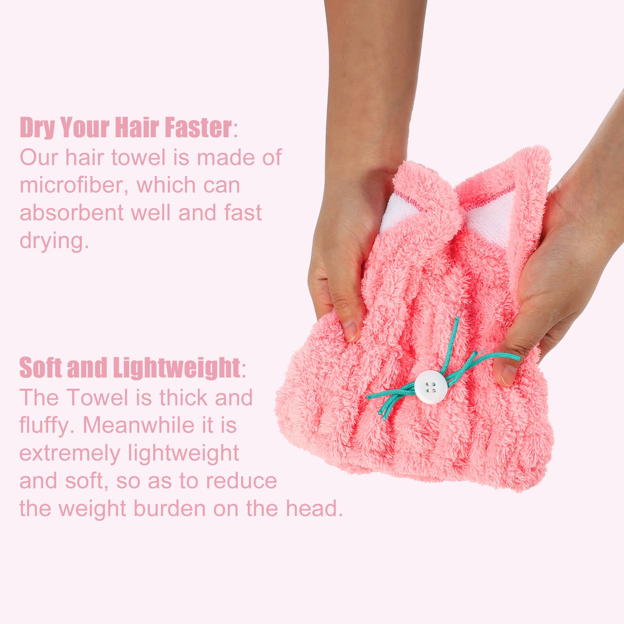 Unique Bargains Kitty Shape Cute Hair Drying Towel Dry Cap 1 Pc Pink