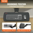 thumbnail image 2 of VEVOR Keyboard Tray under Desk Adjustable Height, Height and Angle Adjustable under Desk Keyboard Tray Slide out, Large 25x9.8 inch Keyboard Holder under Desk for Typing in Home, Office Work, 2 of 9