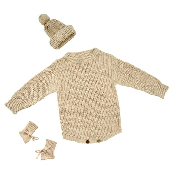 Customizable Name Hand Embroidered Baby Knitted Jumpsuit for Boys Autumn Winter Cute Crawling Dress Sweater Style