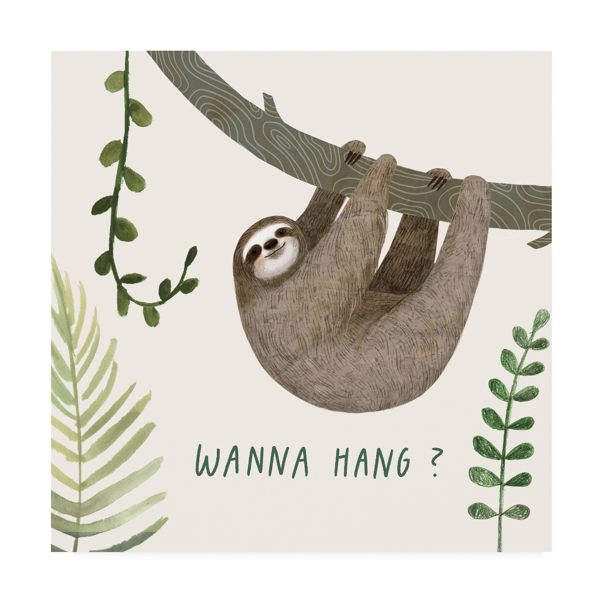 wall26 24x36 inches A Sloth on a Tree Branch Wild Animal Canvas Wall Art 