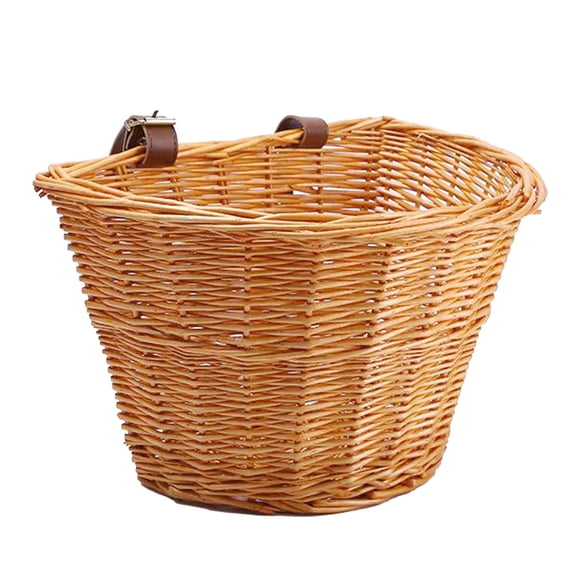 Luwecf Wicker Bike Basket Shopping Baskets Shopping with Leather Straps Brown