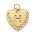 thumbnail image 1 of Rack Plating Real 18K Gold Plated Brass Pendants with Jump Rings Long-Lasting Plated Lead Free & Cadmium Free & Nickel Free Heart with Letter A~Z Letter.H, 1 of 3