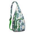 thumbnail image 1 of Exotic Floral Sling Backpack – Palm Leaf & Tropical Flowers Pattern, Durable Anti-Theft Pack for Students, 1 of 4