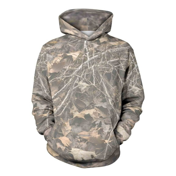Makaor Mens Sweatshirts Pockets Big and Tall Hooded Tops Camouflage Long Sleeve Pullover Tees Fleece Oversized Vacation Clothes