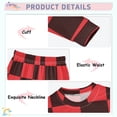 thumbnail image 4 of Black Red Checked Pattern Cotton Pajamas 2 Piece Set Sleepwear Soft and Comfortable Homewear Nightwear, 4 of 7