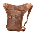 thumbnail image 2 of Bolsa cartuchera para motocicleta con cierre de cremallera y diseño de múltiples bolsillos, bolsa para pierna de cuero PU Marrón, 2 of 8