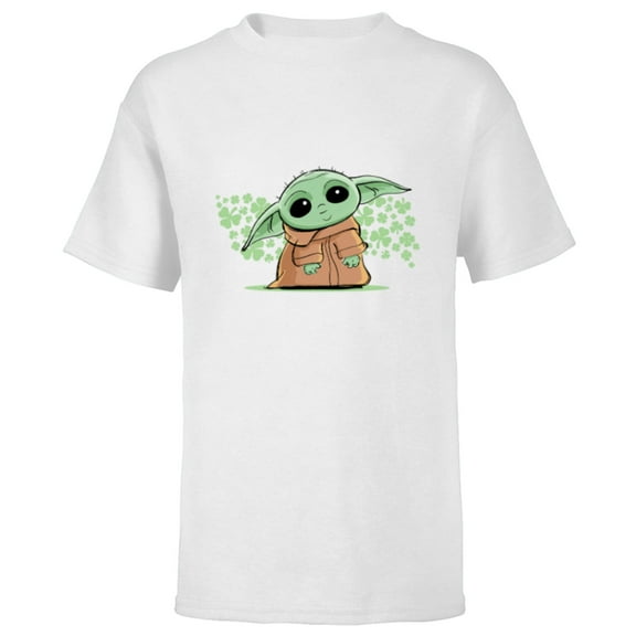 Star Wars The Mandalorian The Child Green St. Patrick's Day - Short Sleeve T-Shirt for Kids - Customized-White