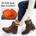 thumbnail image 3 of Women's Round Toe Non-Slip Warm Casual Boots Fashion Combat Boots Lace-Up Ankle Booties Brown Plaid US 10, 3 of 6