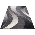thumbnail image 4 of Living Room Bedroom Dining Room Rug, Modern Black Abstract Wave Pattern Short Pile Thin Soft Lightweight 100 x 140 cm, 4 of 4