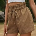 thumbnail image 5 of Women's Summer Shorts Elastic Waist Drawstring Ruffle Wide Leg Shorts Solid Casual Loose Comfy Lounge Shorts Ladies Clothes, 5 of 8