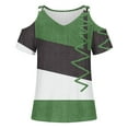 thumbnail image 3 of Njoeus Women's Summer T Shirts Off The Shoulder Tops Casual V Neck Tshirt Short Sleeve Tunic Tops Color Block Loose Blouses S-3XL, 3 of 4