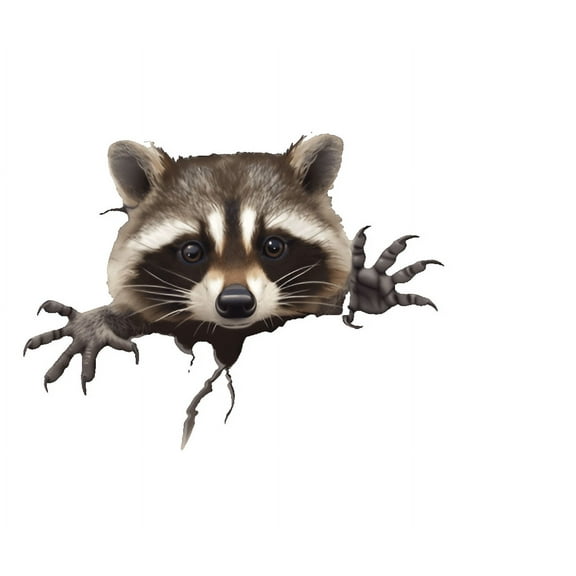 Peeking Raccoon Decal Sticker, Funny Adorable Pickaboo Raccoon Face sticker for Bumper Window Mirror as Vinyl Waterproof Removable weatherproof outdoor Decals