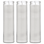 Prayer Candles Glass Container Candle, Unscented White Devotional Prayer, Premium Wax Candles 2 x 8 ", Great for Sanctuary & More, 3 Pack