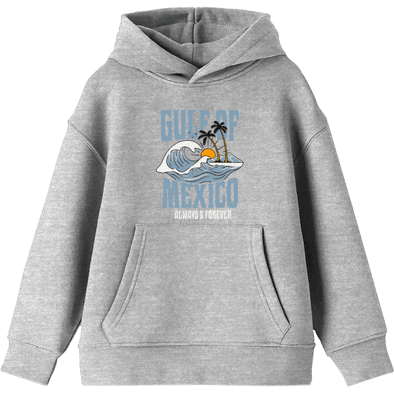 Gulf of Mexico Always & Forever Youth Heather Gray Long Sleee Hoodie-Medium