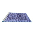 thumbnail image 2 of Ahgly Company Machine Washable Indoor Square Abstract Blue Modern Area Rugs, 4' Square, 2 of 4