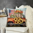 thumbnail image 2 of JRXY Happy Harvest Throw Pillow Covers Fall Decorative Pillows Cover Red White Blue Pickup Truck Pumpkins&amp;Sunflowers Print Patriotic Autumn Cushion Case Rustic Home Decor 24x24in, 2 of 5