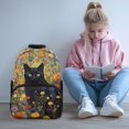thumbnail image 2 of KUIFORTI Floral Black Cat Childrens Backpack 17 Inch Fashion Kids School Bookbag with Side Pockets Suitable for Elementary Primary Middle Back to School Gifts for Girls, 2 of 7