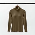 thumbnail image 2 of Ounisa Women High Turtleneck Baselayer Tops Long Sleeve Built In Bra Pads Soft Thermal Shirts Solid Color Slim Daily Underwear, 2 of 6