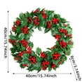 thumbnail image 3 of EWASWON Christmas 16 Inch Artificial Christmas Wreath, Green Plastic Xmas Wreath with Berries Rattan, Easy to Hang for Front Door Fireplace Decor, 3 of 6