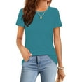 thumbnail image 6 of Womens Summer Casual Short Sleeve Tunics Tops Crew Neck Blouses Dressy Basic Shirts, 6 of 6