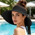 thumbnail image 7 of TFEOQRY Women's Straw Sun Visor Hat with Bow Back Detail UV Protection Wide Brim Summer Beach Ponytail Hat, 7 of 7