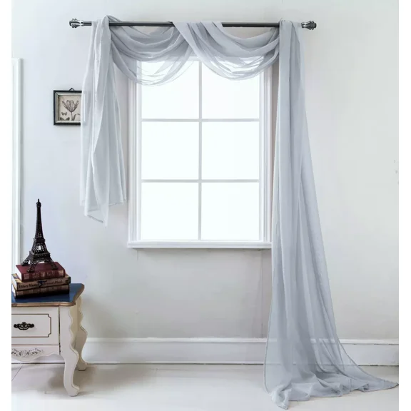 Plume D' Home Sheer Scarf Valance (Silver)