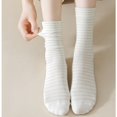 thumbnail image 5 of Women's 3-Pair Striped Crew Socks Set Lightweight Knit with Soft Stretch and Modern Minimalist Style - Multicolored-A, 5 of 5