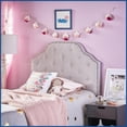 thumbnail image 3 of Twin Size Solid Wood Headboard with Adjustable Height, Durable Metal Legs, Button Tufted Linen-Like Fabric & Nailhead Trim for Bedroom, 3 of 10