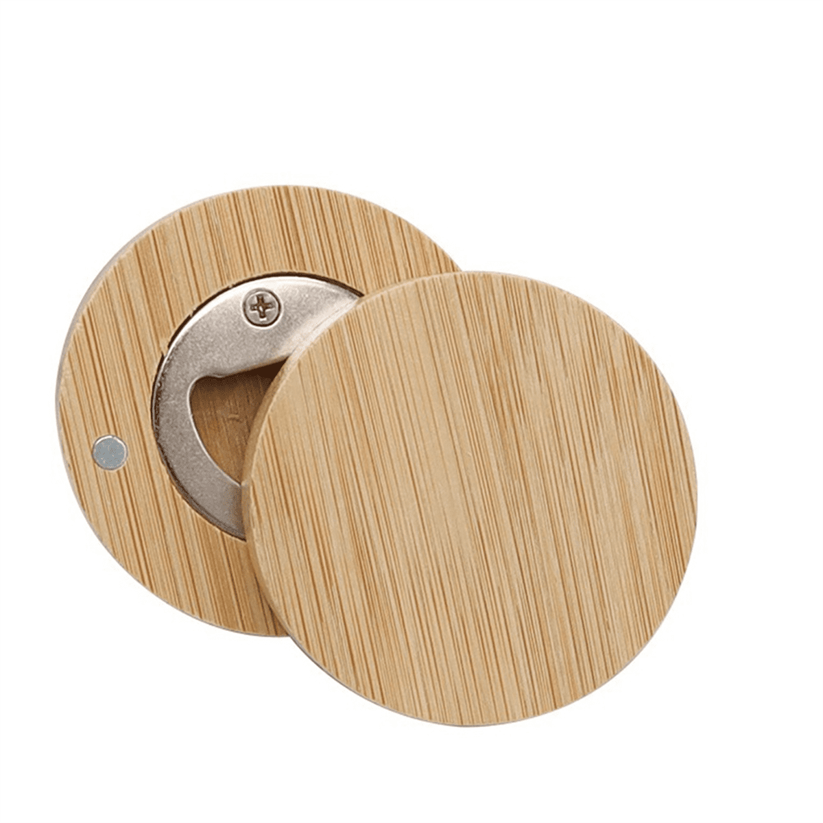 30PCS DIY Bamboo Round Shape Bottle Openers Coaster Fridge Magnet Refrigerator Sticker Bar Deco 1377