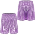 thumbnail image 7 of Aislor Mens Shiny Elastic Waistband Boxer Shorts Loose Fit For Casual Daily Beach Wear Purple XL, 7 of 7