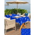thumbnail image 4 of Outdoor Tablecloth with Umbrella Hole and Zipper, Christmas Snowflake Rectangle Table Cloth 60x102 Inch Waterproof Tablecloth, Blue Xmas Winter Holiday Minimalist Picnic Table Cover for Patio Camping, 4 of 7