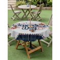 thumbnail image 4 of Outdoor Tablecloth with Umbrella Hole for Patio/Picnic/Party/Camping, Patriotic Anniversary Waterproof Table Cloth Round Cover Washable, Independence 250 4th of July Blue Plaid (Dia 54"), 4 of 9