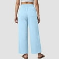 thumbnail image 5 of vigerkar Women's Casual Pants Drawstring Elastic Waist Pants Flowy Wide Leg Beach Trousers with Pockets Light Blue, L, 5 of 9