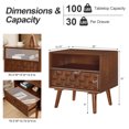thumbnail image 3 of iooHug Farmhouse Wood Nightstand 1 Drawer Open Storage Side Table with Solid Wood Legs for Bedroom Living Room Adults Small Spaces(Walnut), 3 of 7