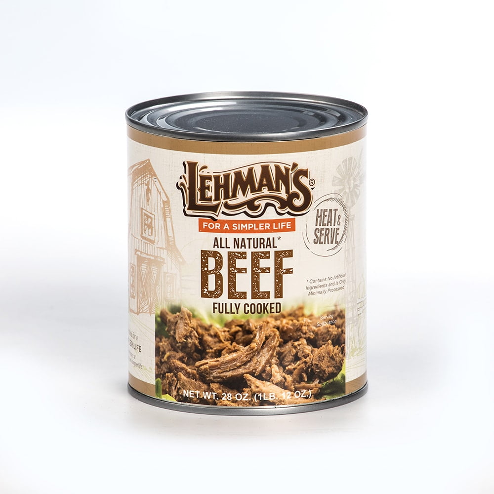 Lehman's All Natural USA Made Ready to Eat Canned Beef Meat, 28 oz Cans