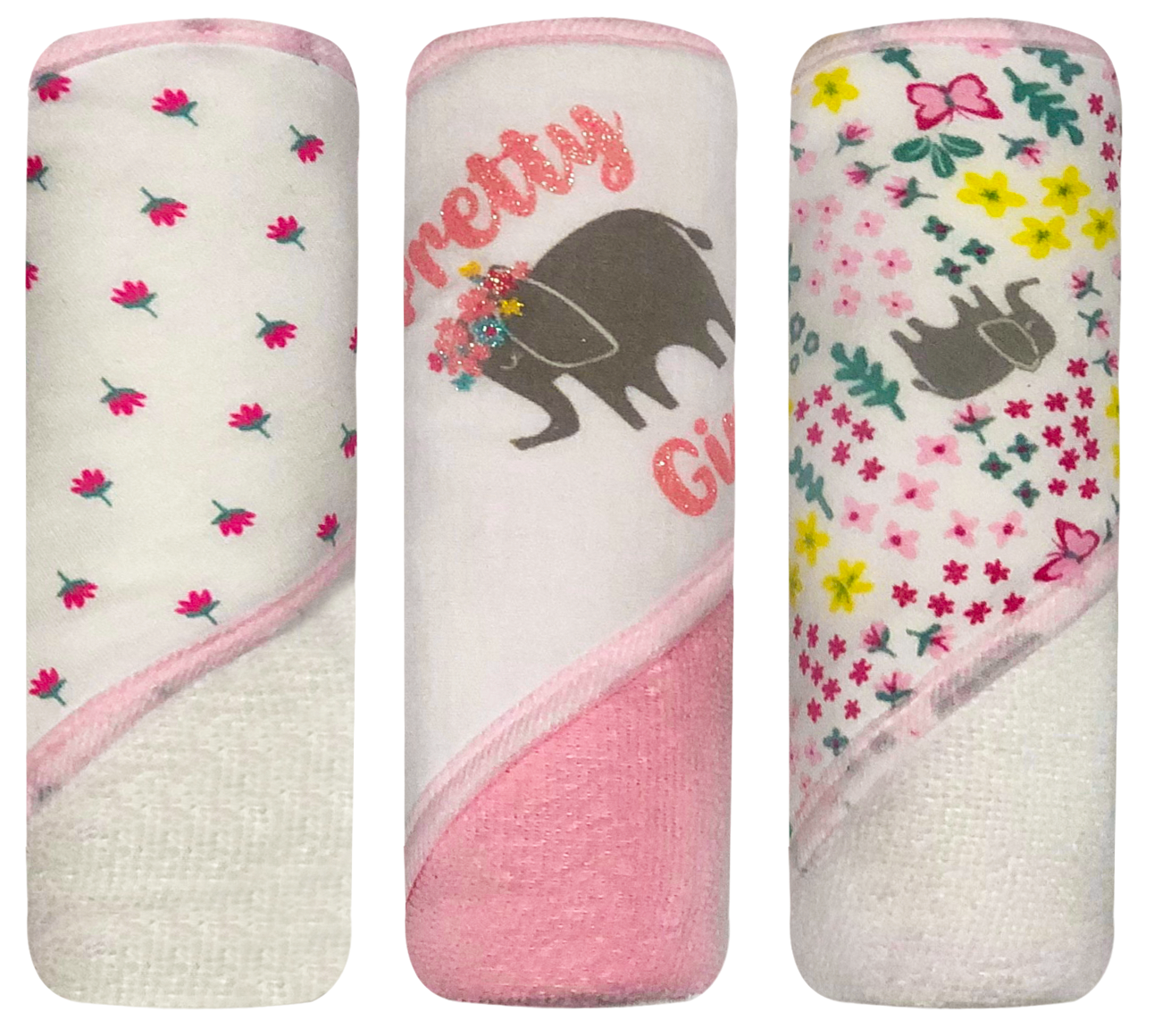 MODERN BABY 3 Pack Hooded Baby Bath Towel Set for Newborns Infants