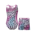 thumbnail image 2 of renvena Kids Girls 2Pcs Dance Outfits Cartoon Print Leotard and Boyshorts Gymnastics Dancewear Sets Size 4-16 Leopard Colorful 8, 2 of 7