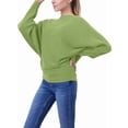 thumbnail image 4 of Women'S Solid Color Oversized Batwing Sleeve Boat Neck Long Sleeve Knit Sweater Loose Pullover Avocado One Size, 4 of 6